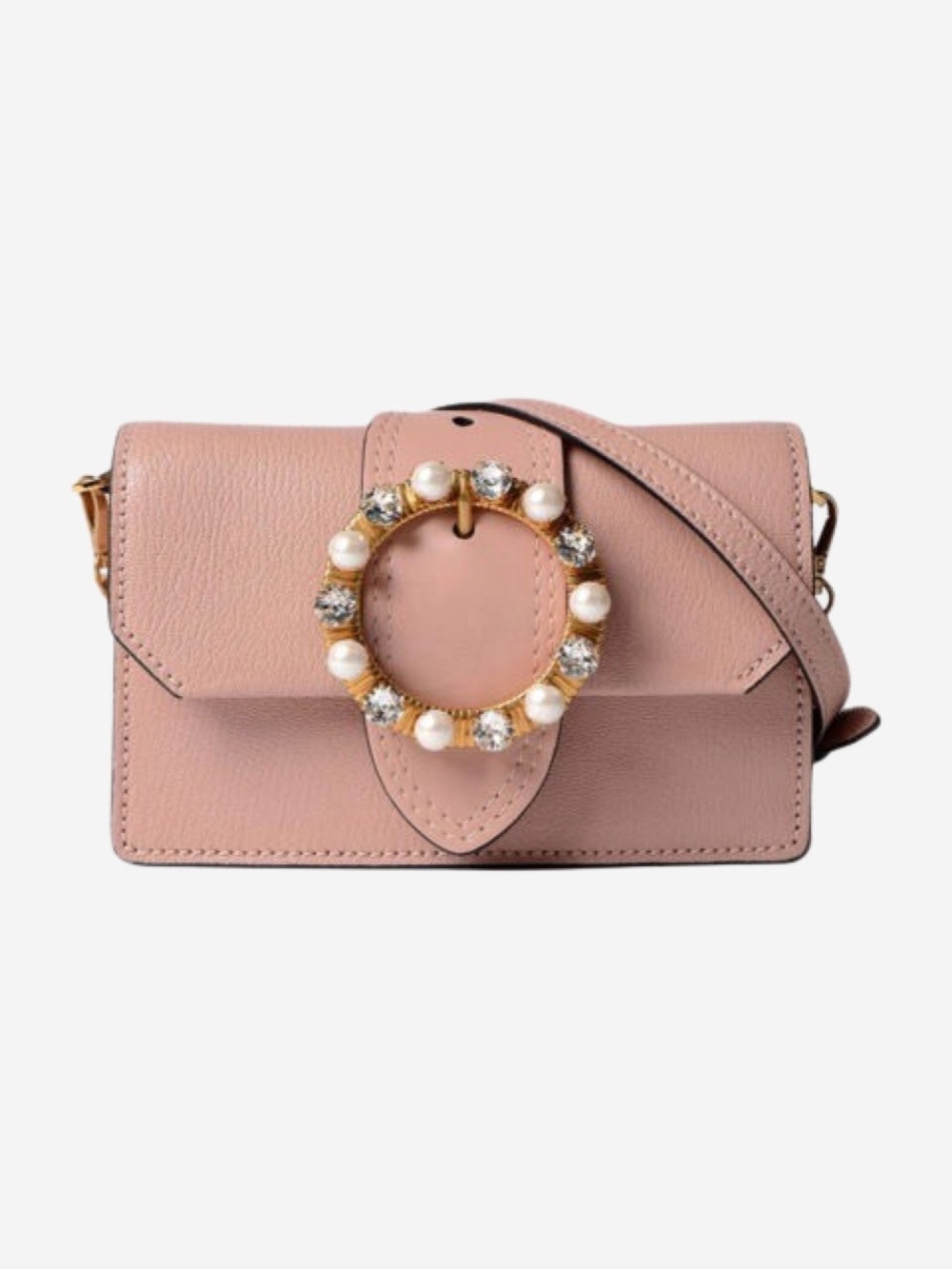 Miu Miu Leather Crystal Embellished Madras